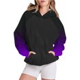thumbnail image 2 of Bowake Vêtements d'Automne pour Femmes à Manches Longues Dégradé Chandails en Molleton Décontractés Légers Raglan avec Poche, 2 of 5