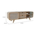thumbnail image 6 of Benjara 59" TV Entertainment Console- Sliding Doors- Teak Wood- Rattan- Brown, 6 of 6