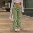 thumbnail image 3 of qucoqpe Women's Baggy Jeans Vintage Straight Wide Leg Denim Pants Streetwear Style Loose Fit Jeans with Pockets Green 2XL, 3 of 7