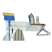 Wall Control Basic Pegboard Laundry Room Organizer Rack – White Laundry Room Pegboard with White Accessories