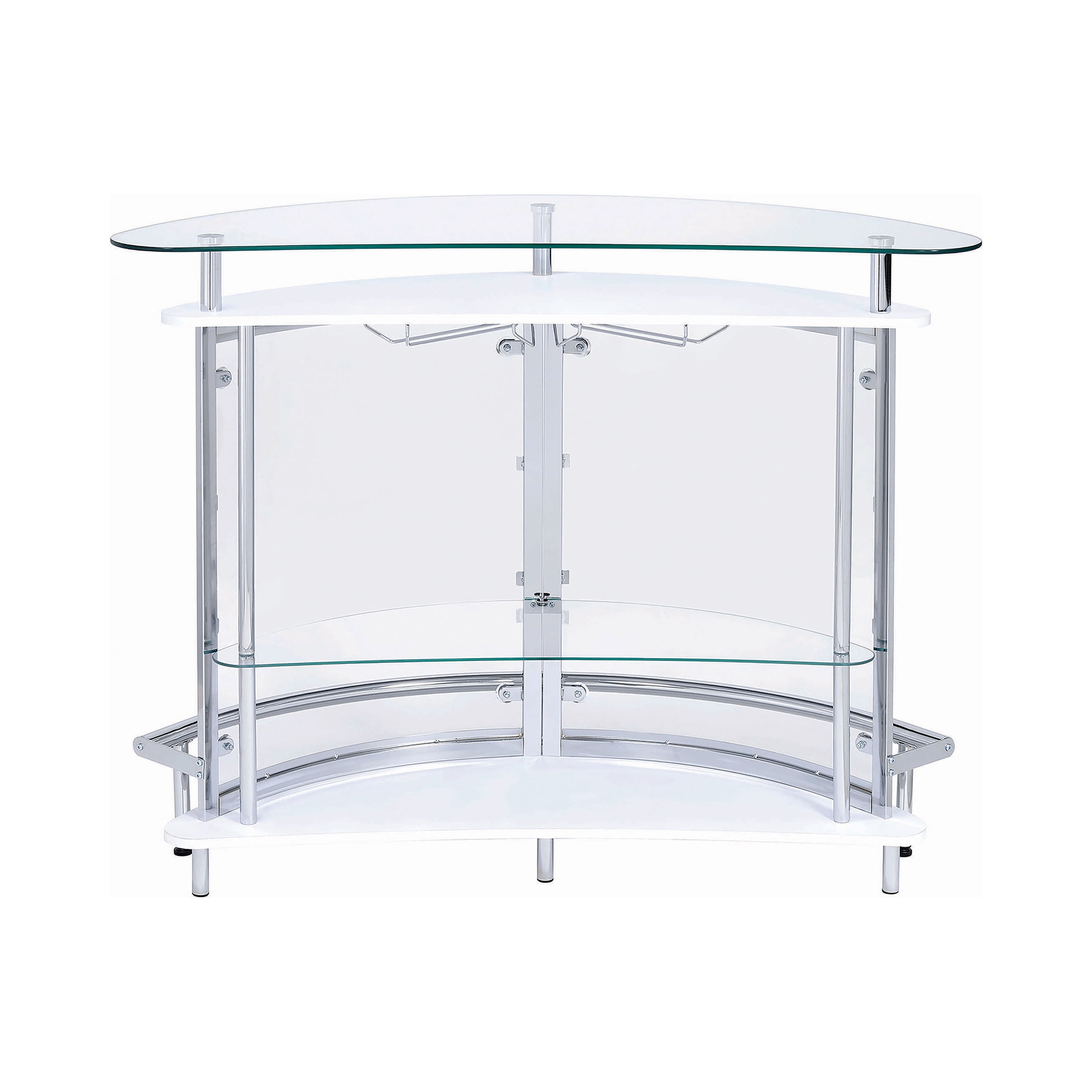 Coaster Amarillo Modern 2 Tier Home Bar Cabinet White/Chrome