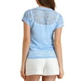 thumbnail image 4 of Allegra K Women's Casual Sheer Short Sleeves Floral Lace Top, 4 of 7