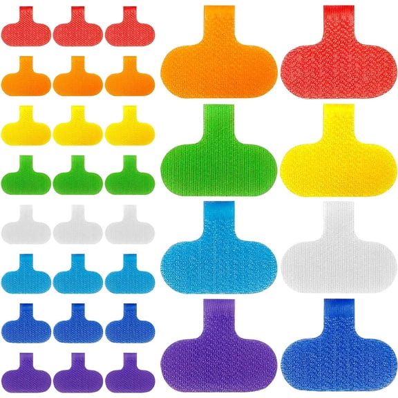 Januofit 32 Pcs Multi Color Durable Cable Lables with Writable Surface,Waterproof Wire Labels for Electronics Organization,Computer&Industrial Cable Management,1.5" x 0.63"Cord Tags(8 Colors)