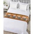 thumbnail image 5 of Bed Runner Scarf Twin Size, Thanksgiving Stain Bed Runners & Scarves for Foot of Beds, Orange Gnomes Pumpkin Leaves Truck Plaid Decorative Bedding Runner Scarf for Hotel Home Bedroom, 5 of 6
