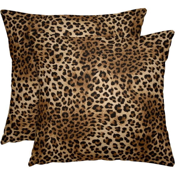 2 Pack Leopard Print Throw Pillow Covers 20x20 Inches Deep Brown Cheetah Decorative Pillow Cases Soft Velvet Cushion Cover Sofa Living Room