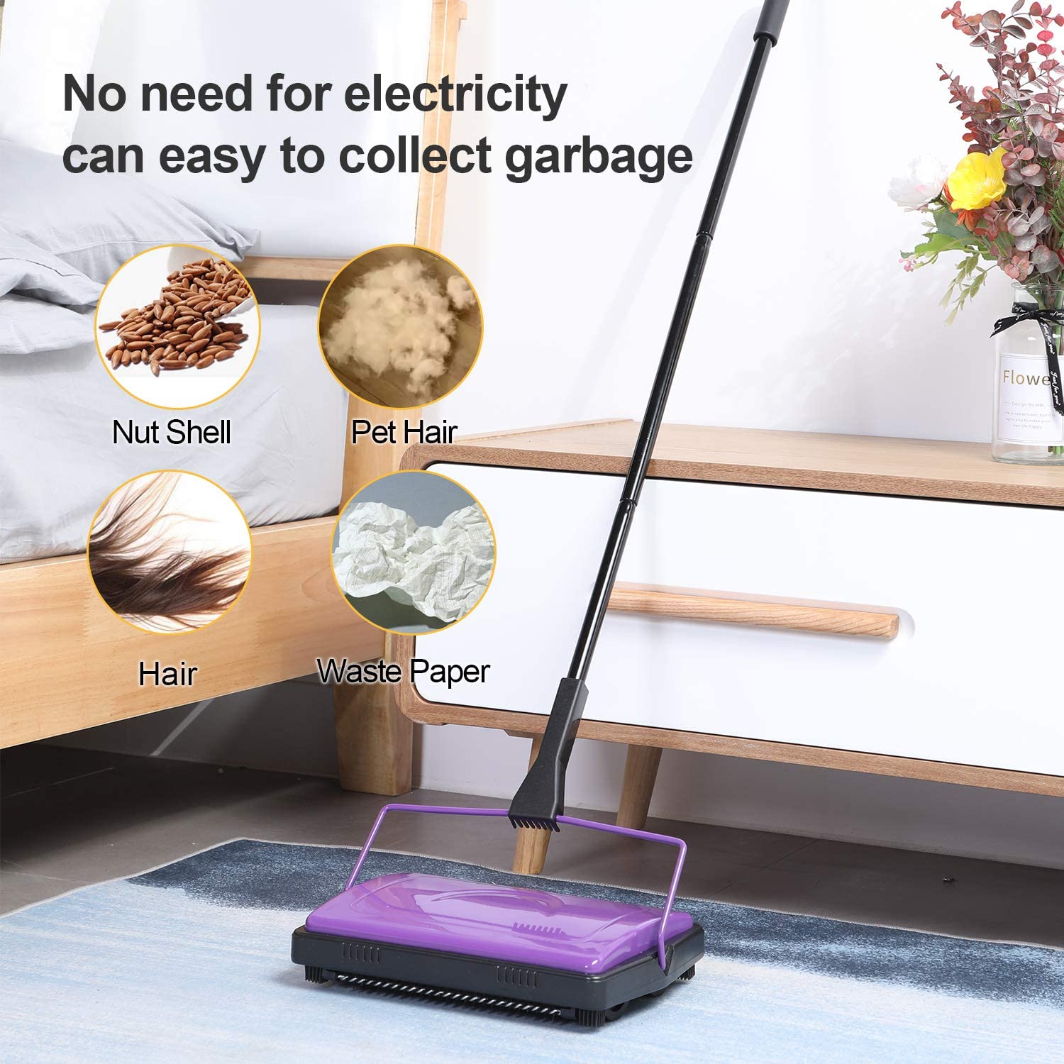 Eyliden Carpet Sweeper Cleaner for Home Office Low Carpets Rugs ...