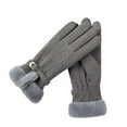 thumbnail image 2 of Lilgiuy Winter Touchscreen Gloves for Women Solid Color Warm Windproof Stretchy Soft Texting Mittens for Hiking Camping Mountaining Gray, 2 of 4