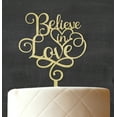 thumbnail image 3 of "Belive in Love" Rustic Wooden Cake Topper Persoanlized Wedding Cake Topper Cake Decoration 6"-7" Inches Wide, 3 of 3