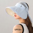 thumbnail image 2 of Yuanlong Womens Visor Solid Color Wide Brim Travel Sun Hat Mesh Breathable Classic Outdoor Daily Hats, 2 of 5