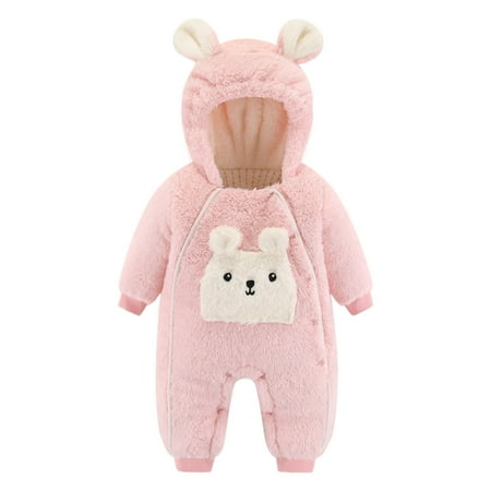 

Ccpelsie Toddler Jacket Baby Boys Girls Winter Cute Warm Jumpsuit Romper Coat Outwear（Pink 12-18 Months）