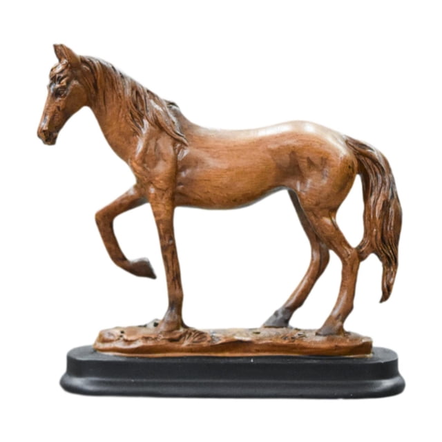 Escultura de caballo, arte artesanal, adorno de resina, figura decorativa, estatua de animal para estante de oficina, escritorio, regalo de cumpleaños Marrón