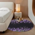 thumbnail image 2 of Purple Lavender Round Area Rug 4Ft Washable Circle Rugs for Bedroom Dining Room, Spring Watercolor Wildflowers Plant Black Non-Slip Carpet Floor Mats Indoor Outdoor Carpet Runner Aesthetic Home Decor, 2 of 8