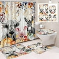 thumbnail image 2 of Costeam Highland Cow Print Bathroom 4 Piece Set，Bath Mat U Shaped Mat Toilet Seat Cover And Shower Curtain For Home Decor, 2 of 6