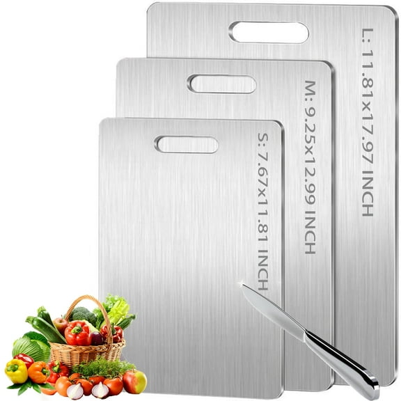 Titanium Cutting Board-3 pack Titanium Cutting Boards for Kitchen/Double Sided Titanium Cutting Mat(S M L)