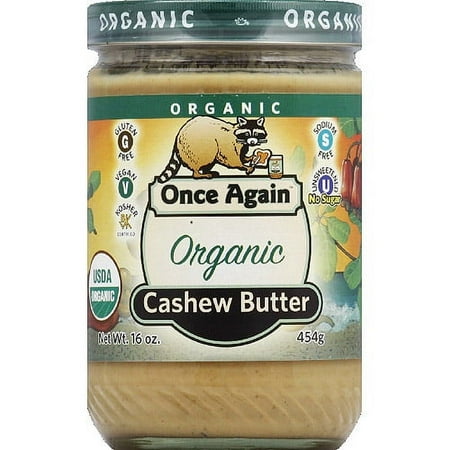 Once Again Organic Cashew Butter, 16 oz, (Pack of 6)