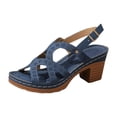 thumbnail image 6 of Rokment Womens Platform Strappy Dressy Sandals Beach Vintage Casual Flower Leather Openwork Chunky Block High Heels Orthopedic Slingback Comfortable Walking Summer Shoes for Ladies 2026 Blue Size 8, 6 of 6