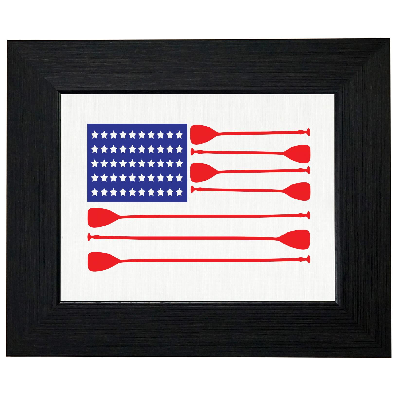 Awesome Rowing Crew Team American Flag Oars Framed Print Poster Wall or Desk Mount Options