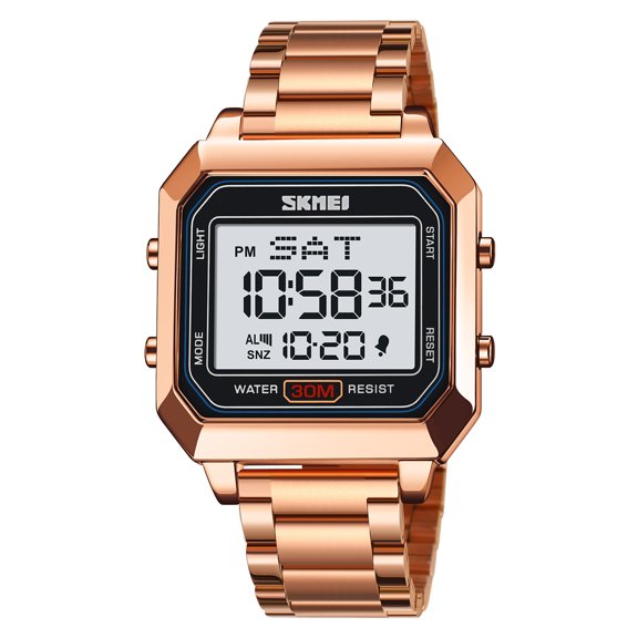 2025 New Men’s Digital Watch for Men, Stainless Steel Square Watches, Mens Digital Wrist Watches Waterproof Dual Time Date Watch