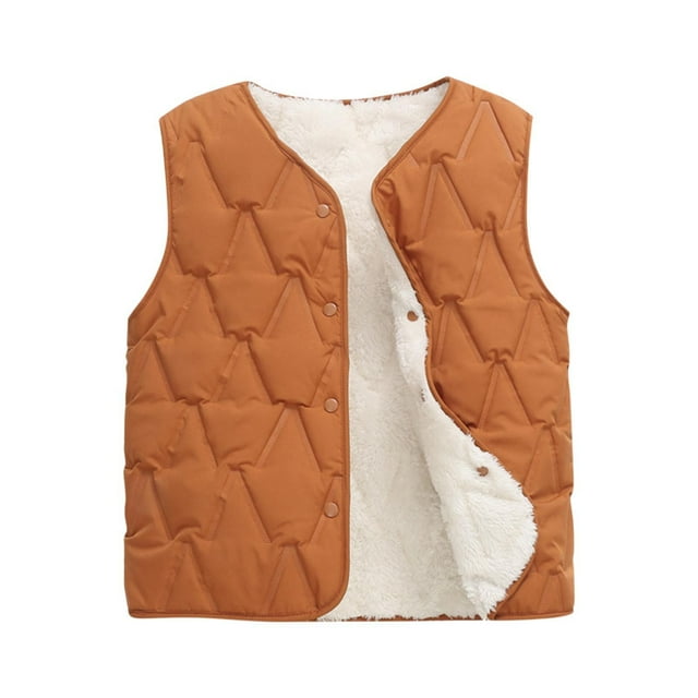 Kids Sleeveless Down Vest, Round Neck and Sleeveless Design, Warm Inner Lining for Fall and Winter Wear