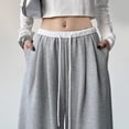 thumbnail image 2 of Gibobby pantalones de maternidad mujer Pantalones deportivos elásticos con cordón de colores variados, pantalones casuales de cintura para mujer, pantalones sueltos de cintura alta (Gris, XL), 2 of 5
