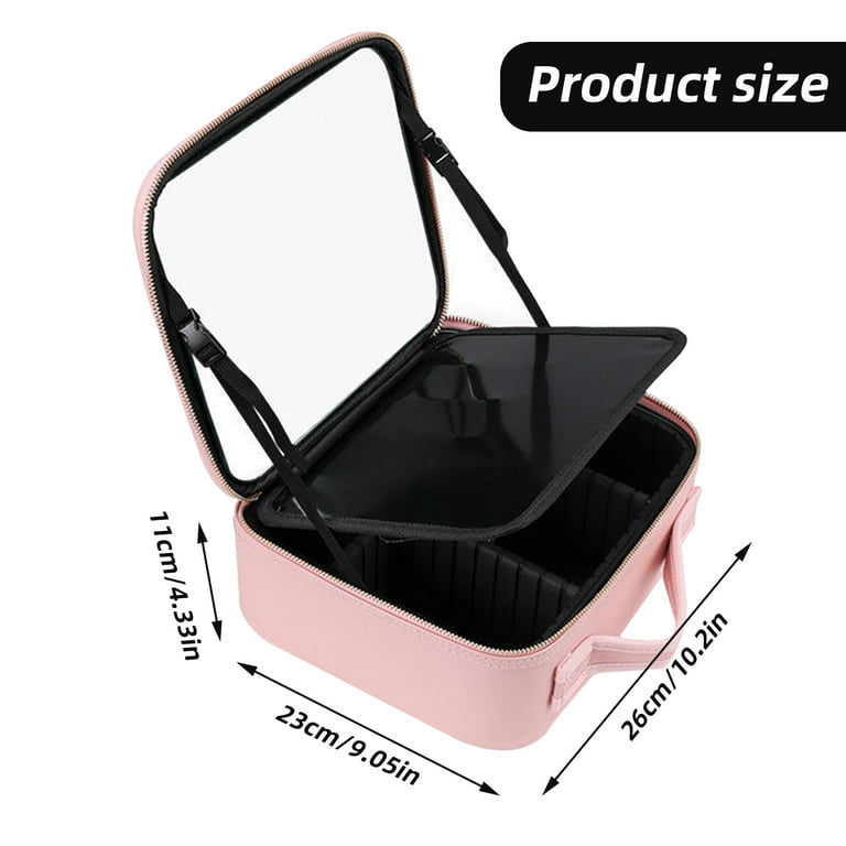 FASCINATE Makeup Bag with Light Up Mirror 3 Color Modes, Travel Cosmetic  Makeup Case Organizer with Adjustable Dividers for Women, Portable Luxury  Vegan Leather Train Case - Black : Beauty & Personal Care 