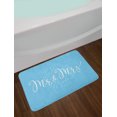 thumbnail image 2 of Mr Mrs Bath Mat, Romantic Wedding Themed Foliage Leaves Words on Pastel Backdrop, Plush Bathroom Decor Mat with Non Slip Backing, 29.5" X 17.5", Pale Blue White, by Ambesonne, 2 of 2