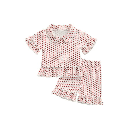 

WPNAKS Baby Sleeping Short Sleeve Tops + Short Ruffle Decoration Sweet Style Summer Clothing