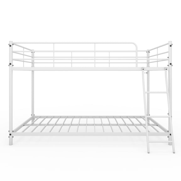Alvantor Twin over Twin Bunk Bed with Ladder, Metal Frame, and Guardrails, White