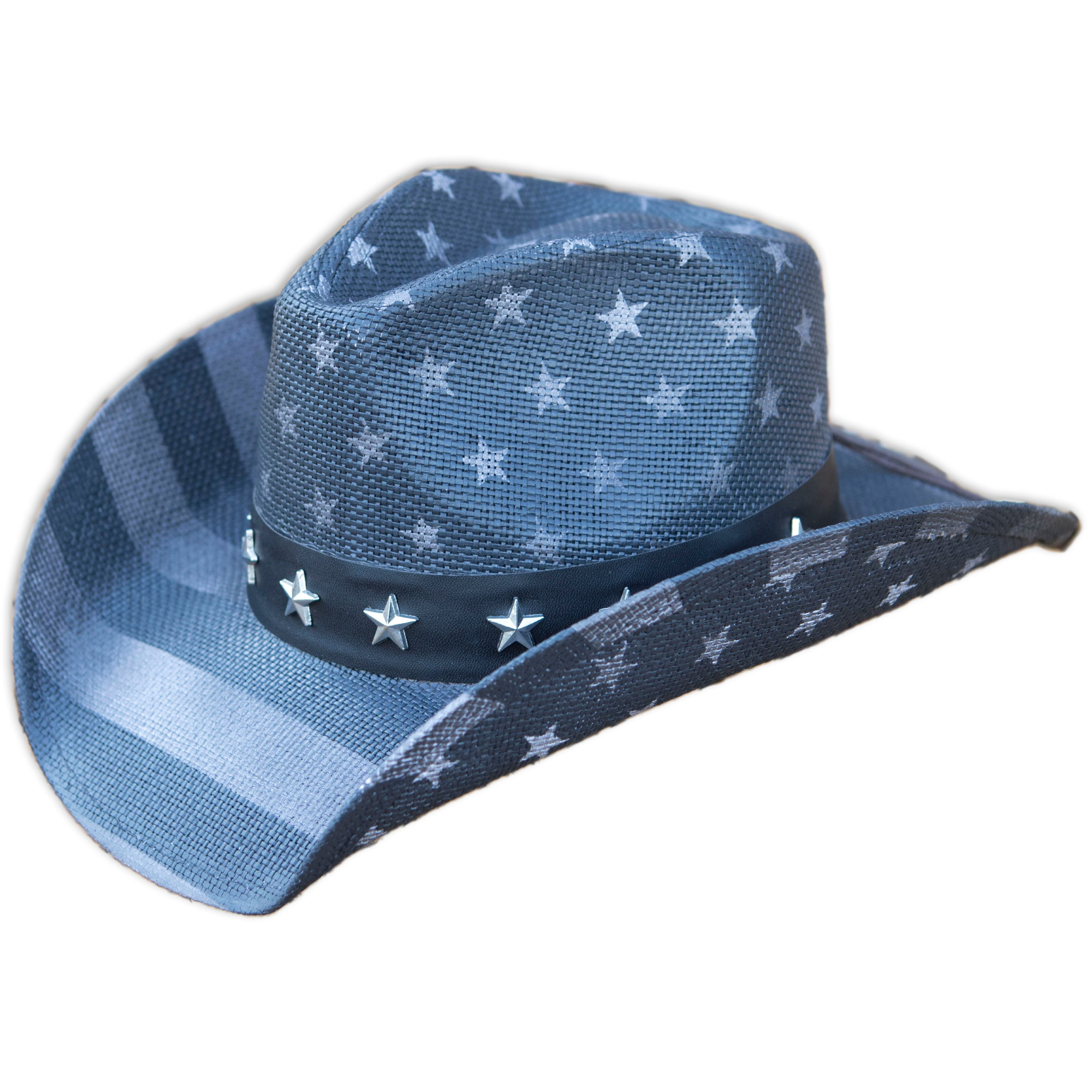 Saddleback Patriotic Freedom Star American Flag Cowboy Hat, Blue Silver