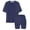 Navy, variant on CPNG Girls Two Piece Sets Kids Solid Color Round-Necked Short Sleeve T-shirt and Elastic Waist Tight Shorts Summer Outfits(Hot Pink,2-3 Years)