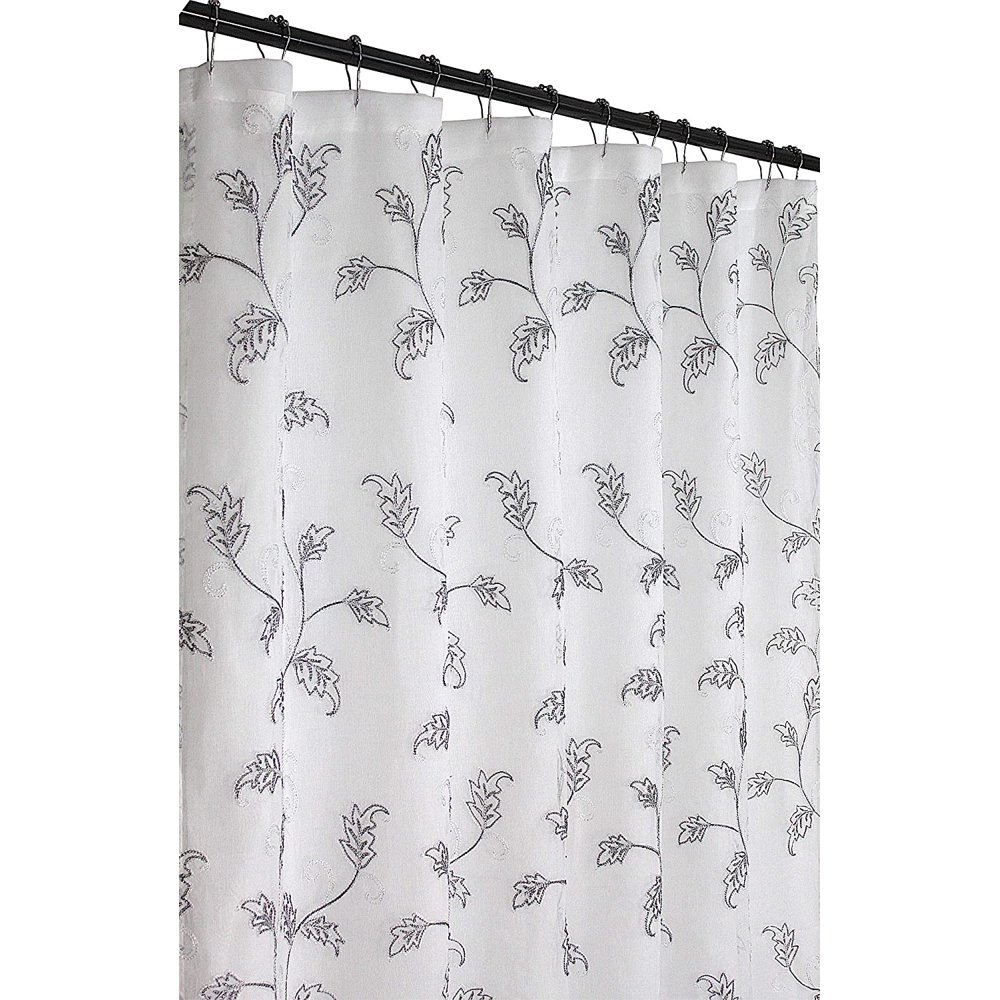 Decorative Sheer Fabric Shower Curtain Two Toned Gray and White