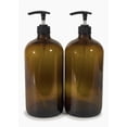 thumbnail image 1 of Botellas de vidrio Vivaplex de 32 ml, color ámbar, con bombas de loción negras, x2, 1 of 6