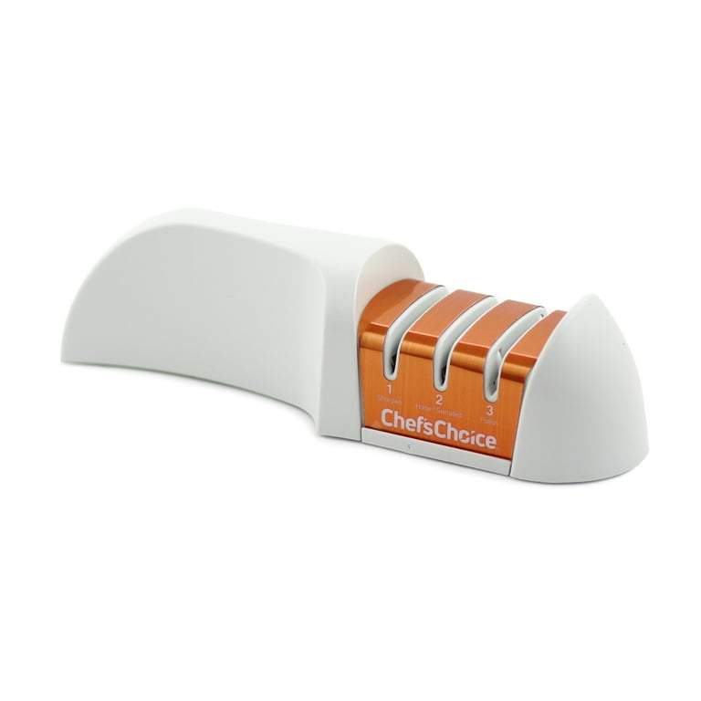 Chef'sChoice Compact 2-Stage Manual Knife Sharpener, White/Orange, 4760 