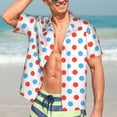 thumbnail image 5 of Lsque Red Blue Polka Dots pattern Hawaiian Shirt for Men, Unisex Summer Beach Casual Short Sleeve Button Down Shirts-X-Large, 5 of 9