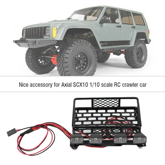 Small Size Roof Rack Luggage With LED Light Quadrate for SCX10 1/10 RC Car (4 White)