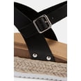 thumbnail image 4 of Soda Clip Black Vegan Leather Casual Espadrilles Trim Platform Heeled Sandals (7), 4 of 5