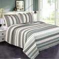 thumbnail image 2 of JML Quilt Set, Full, Grey Stripe, 3 Piece, 2 of 6