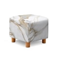 thumbnail image 2 of Jiueut White Golden Marble Print Footstool Slipcover, Stretch Square Stool Furniture Protector Footstool Cover with Elastic Bottom Foot Rest Covers, 2 of 7