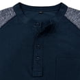 thumbnail image 5 of Hinvhai Men's Henley Knit Sweater Long Sleeve Soft Pullover Shirt with Chest Pocket Blue 8(XL), 5 of 6