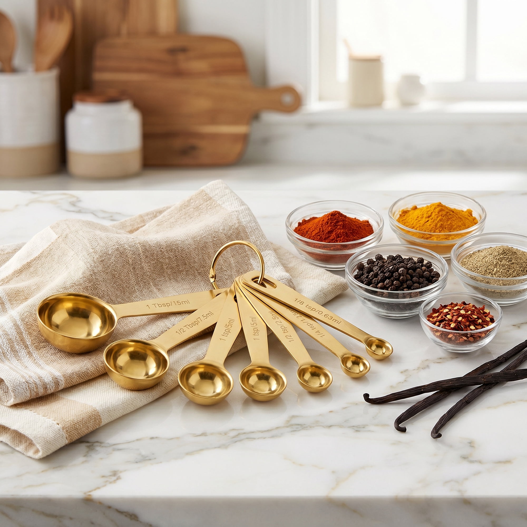 Unique Bargains Durable Steel Measuring Rust Resistant Metal Spoons Gold-A 6Pcs
