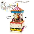thumbnail image 6 of Wooden 3D Puzzle DIY Music Box Merry Go Round- Plays Song: You Are My Sunshine, 6 of 6