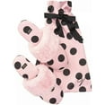 thumbnail image 2 of Victoria's Secret Signature Satin Slippers Pink/Black Polka Dot with Faux Fur Size Medium NEW, 2 of 2