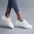 thumbnail image 5 of NOKIO White Sneakers for Women Womens Tennis Shoes Women's Fashion Leather Sneakers Lace up Casual Shoes for Walking Comfortable Non Slip Shoes Fashion Lace Up Flat, 5 of 9