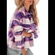 thumbnail image 2 of Chaqueta Informal con Botones para Mujer, Abrigo Corto de Lana Gruesa de Mohair A Cuadros, Parte Superior Azul Púrpura L, 2 of 10