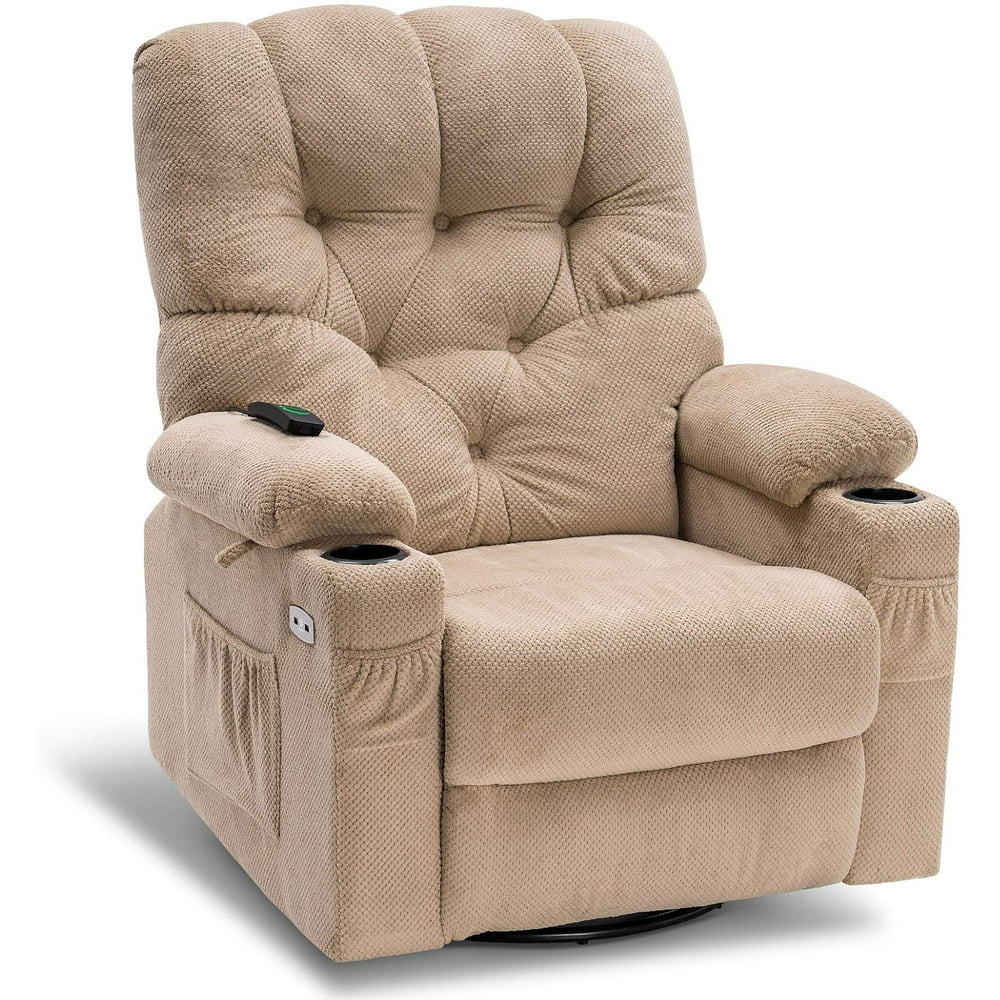 Mcombo Electric Power Swivel Glider Rocker Recliner Chair with Cup