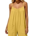 thumbnail image 3 of JULMCOMO Jumpsuits for Women Spaghetti Strap Open Back Loose Fit Summer Jumpsuits Scoop Neck Tie Back Casual Overalls with Pockets Yellow 3XL, 3 of 4