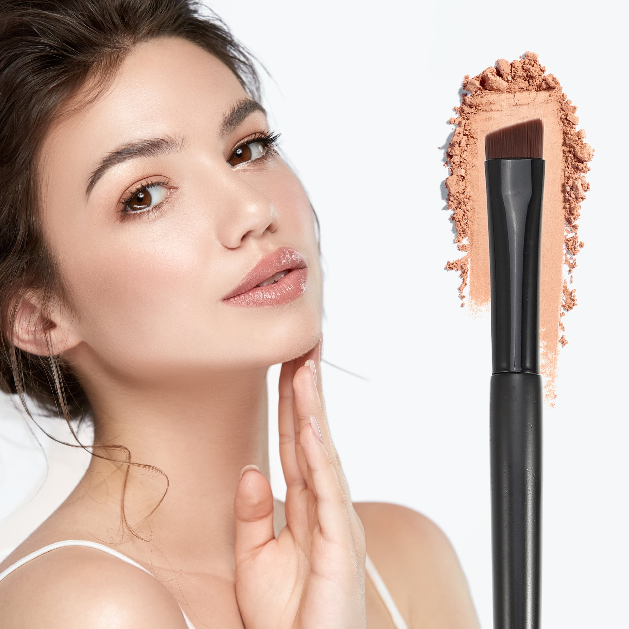 Unique Bargains 3pcs Makeup Brush Set Eyebrow Eyeliner Wooden Handle Smudger Makeup Tools