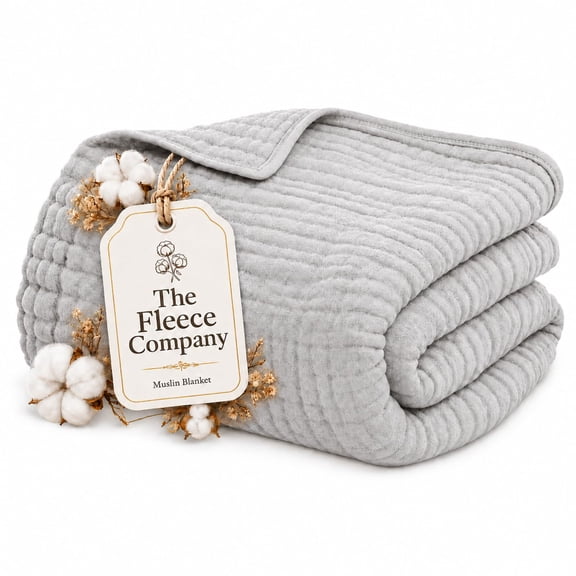 The Fleece Company Cotton Muslin Blanket - 50 * 60in - Grey, Blanket 6 Layer, For Bed, Couch & Sofa