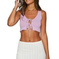thumbnail image 1 of Señoras Cami Top cuello redondo ombligo expuesto estilo Y2K traje de calle (púrpura L) Tmvgtek Para estrenar, 1 of 3