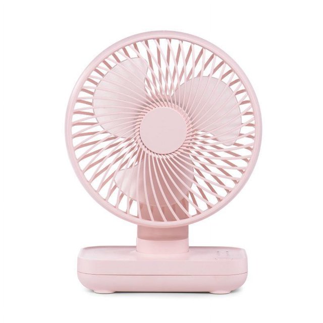 Ventilador de mesa silencioso, pequeño ventilador de escritorio USB con 4 velocidades de viento, se puede ajustar a 90 grados, ventilador inalámbrico, rosa